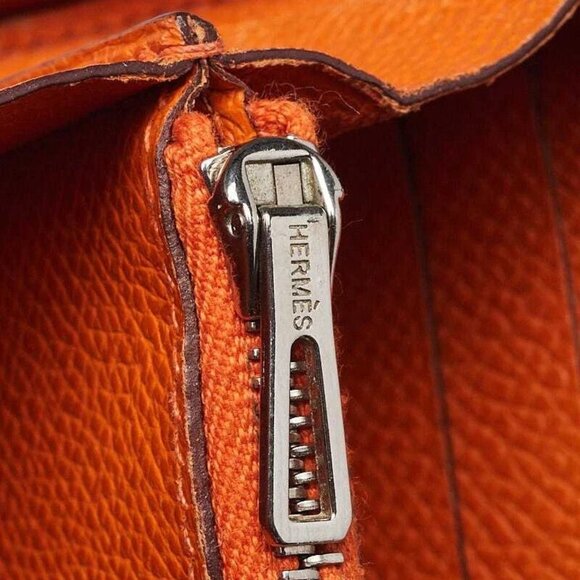 Hermes Orange Epsom Leather Zip Around Wallet - Picture 4 of 12